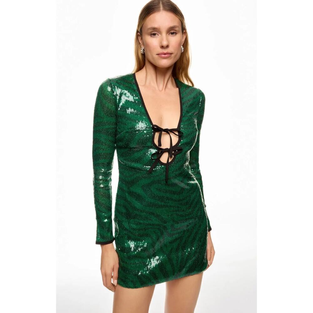 The Wolf Gang Brillo Sequin Dress In Green Size XL